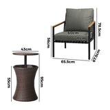 Livsip Outdoor Patio Set Ice Bucket Brown Adjustable Table Sofa Set 3pcs - 45-Degree Angle