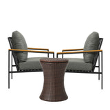 Livsip Outdoor Patio Set Ice Bucket Brown Adjustable Table Sofa Set 3pcs