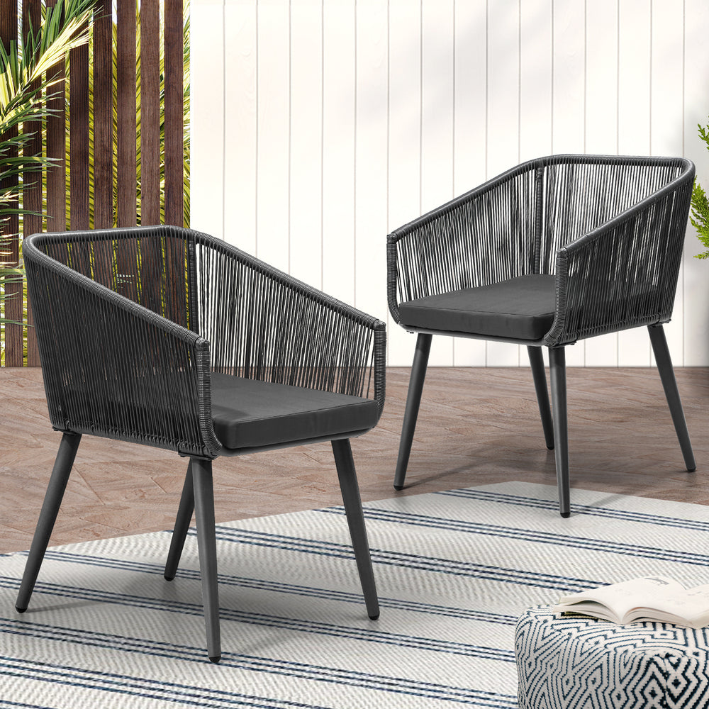 Livsip Outdoor Armchair X2 with Padded Seat Grey