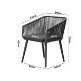Livsip Outdoor Armchair X2 with Padded Seat Grey