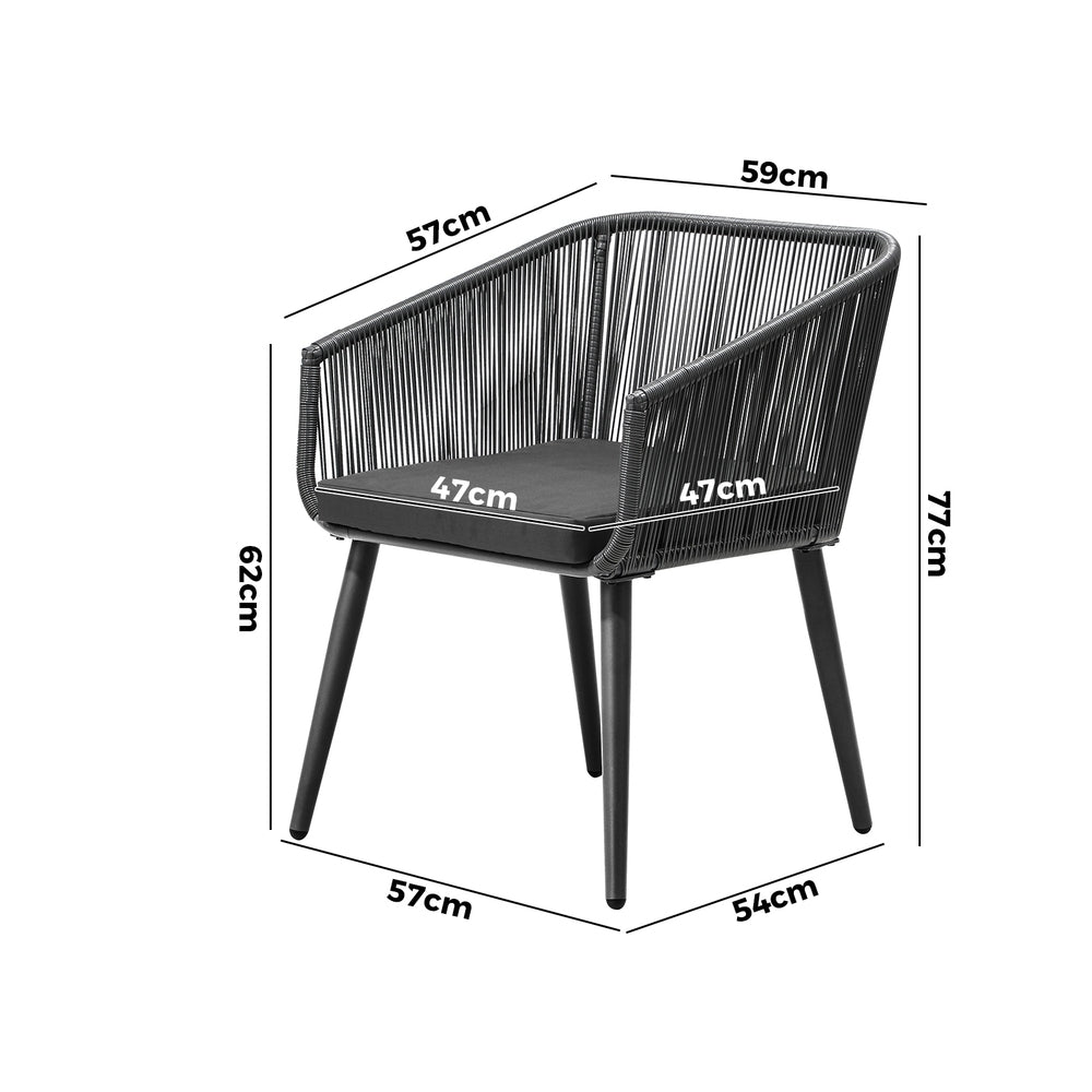 Livsip Outdoor Armchair X2 with Padded Seat Grey