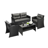 Livsip Outdoor Patio Set 4Piece Wicker Sofa Chair Table