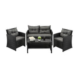 Livsip Outdoor Patio Set 4Piece Wicker Sofa Chair Table
