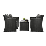 Livsip Outdoor Patio Set 4Piece Wicker Sofa Chair Table