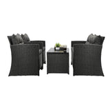 Livsip Outdoor Patio Set 4Piece Wicker Sofa Chair Table - Side View