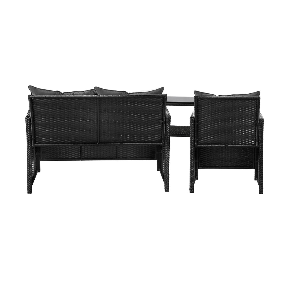 Livsip Outdoor Patio Set 4Piece Wicker Sofa Chair Table