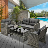 Livsip Outdoor Patio Set Wicker Table&Chairs 4 Piece