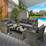 Livsip Outdoor Patio Set Wicker Table&Chairs 4 Piece - Rear View