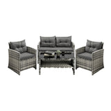 Livsip Outdoor Patio Set Wicker Table&Chairs 4 Piece - Front View