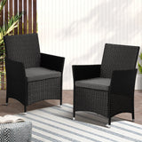 Livsip 2X Outdoor Patio Chairs Rattan Black