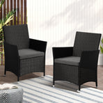 Livsip 2X Outdoor Patio Chairs Rattan Black