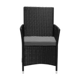 Livsip 2X Outdoor Patio Chairs Rattan Black - Rear View