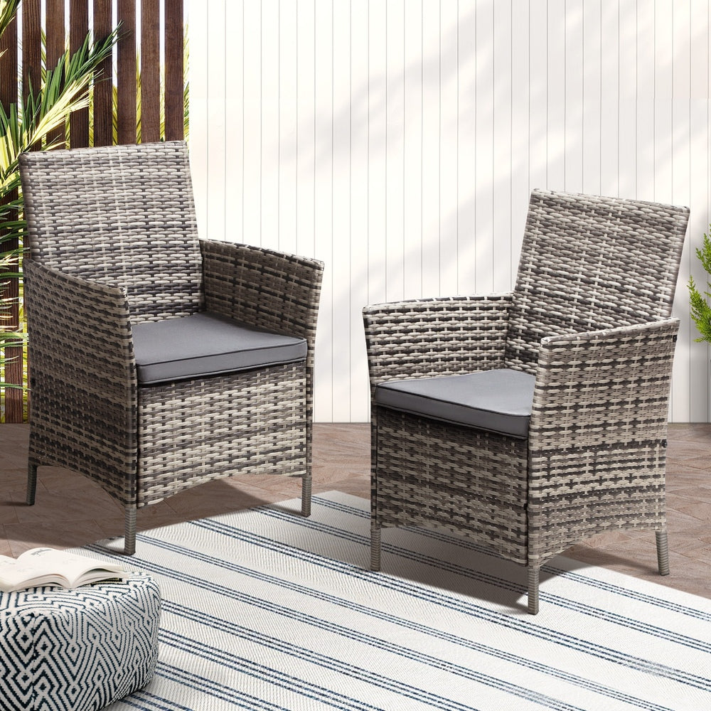 Livsip 2X Outdoor Patio Chairs Rattan Grey