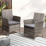 Livsip 2X Outdoor Patio Chairs Rattan Grey - Rear View