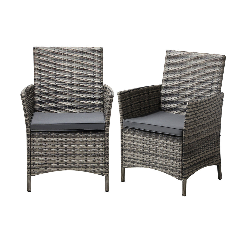 Livsip 2X Outdoor Patio Chairs Rattan Grey