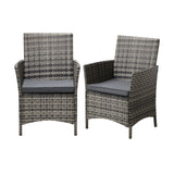 Livsip 2X Outdoor Patio Chairs Rattan Grey