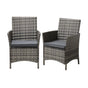 Livsip 2X Outdoor Patio Chairs Rattan Grey