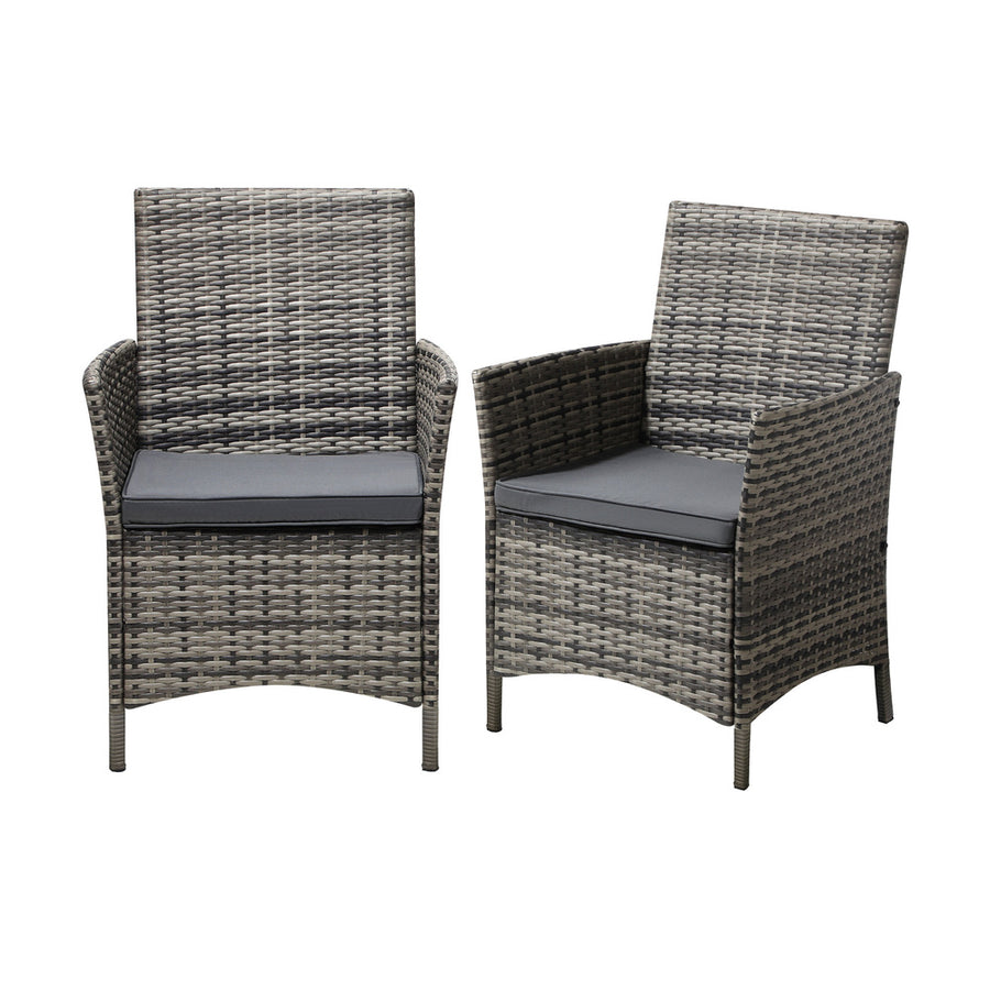 Livsip 2X Outdoor Patio Chairs Rattan Grey