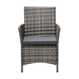 Livsip 2X Outdoor Patio Chairs Rattan Grey - Close-Up Angle