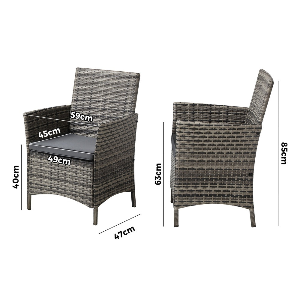 Livsip 2X Outdoor Patio Chairs Rattan Grey