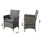 Livsip 2X Outdoor Patio Chairs Rattan Grey - Front View