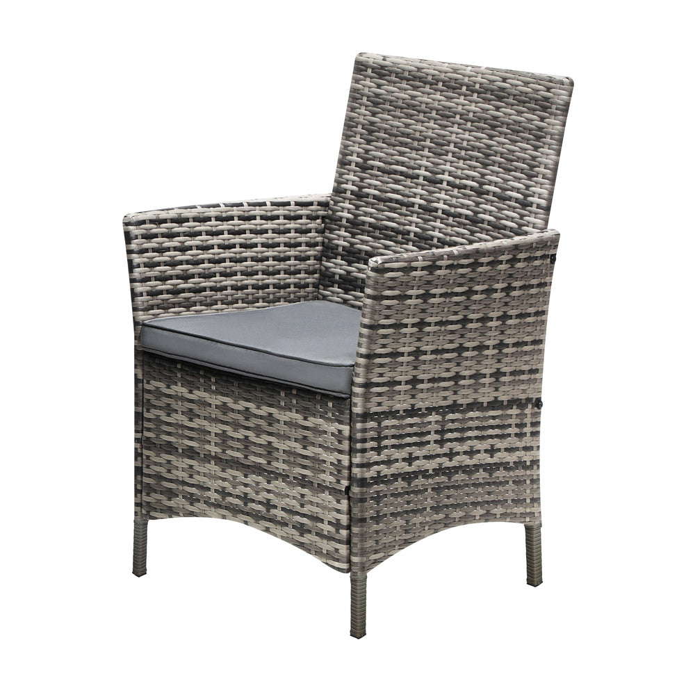 Livsip 2X Outdoor Patio Chairs Rattan Grey