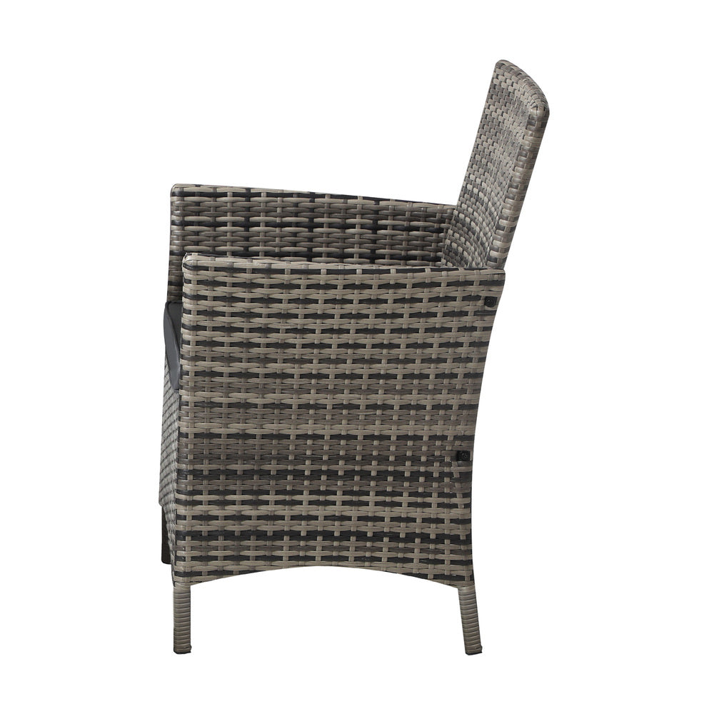 Livsip 2X Outdoor Patio Chairs Rattan Grey
