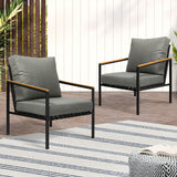 Livsip Outdoor Chair Patio Armchair with Cushions 2PCS - Rear View