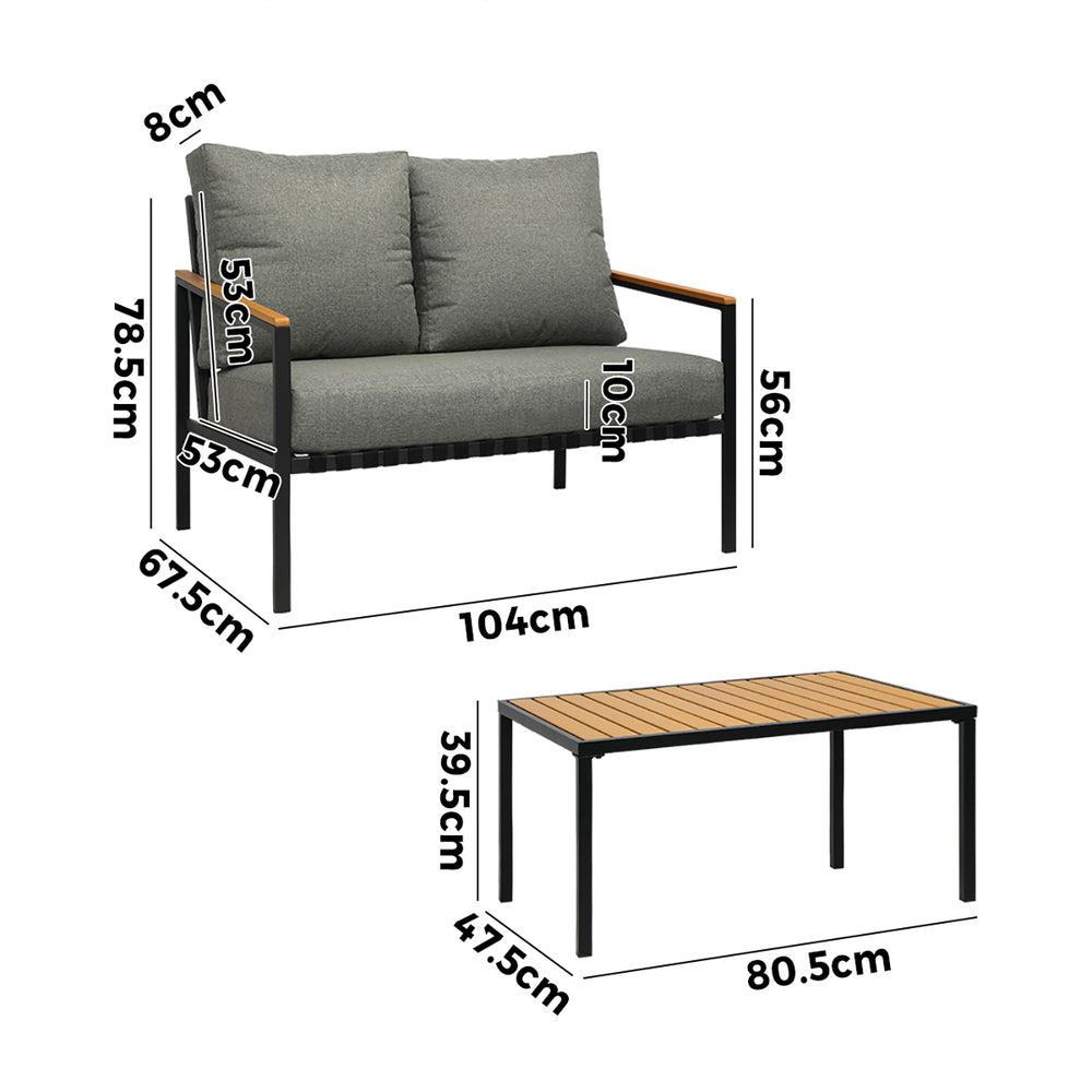 Livsip Outdoor Furniture Set Patio Chairs Table Set 2PCS