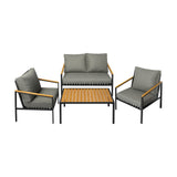 Livsip Outdoor Furniture 4PCS Set Dining Chairs&Table - Side View