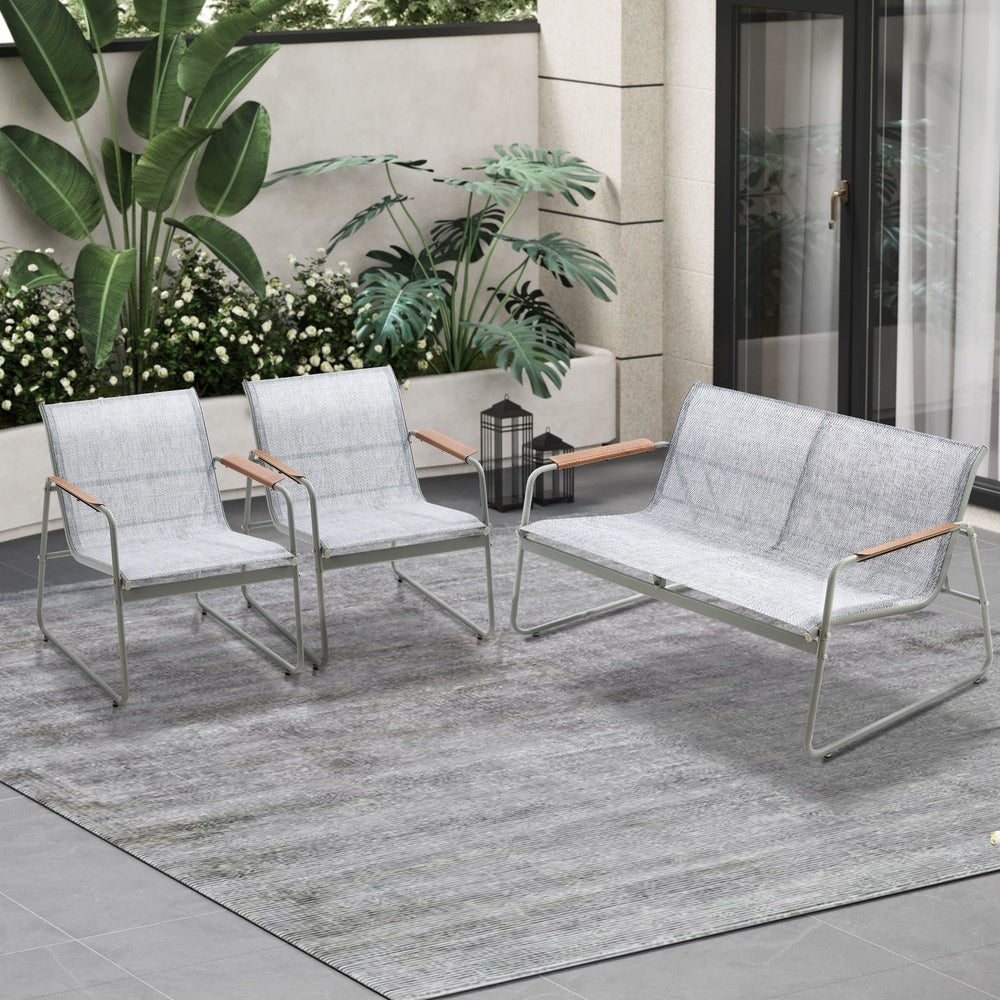 Livsip 4 Seater Outdoor Lounge Patio Set Bench Textilene Sofa