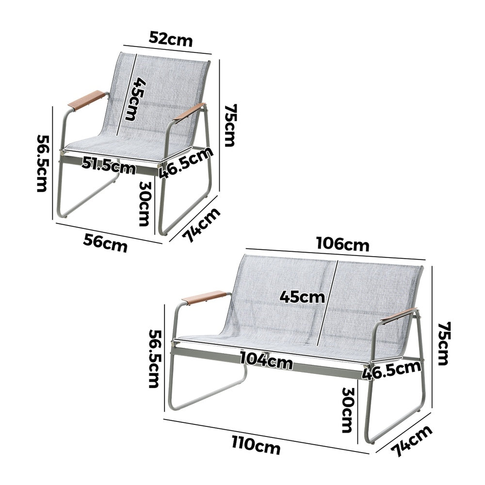 Livsip 4 Seater Outdoor Lounge Patio Set Bench Textilene Sofa