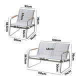 Livsip 4 Seater Outdoor Lounge Patio Set Bench Textilene Sofa - Side View