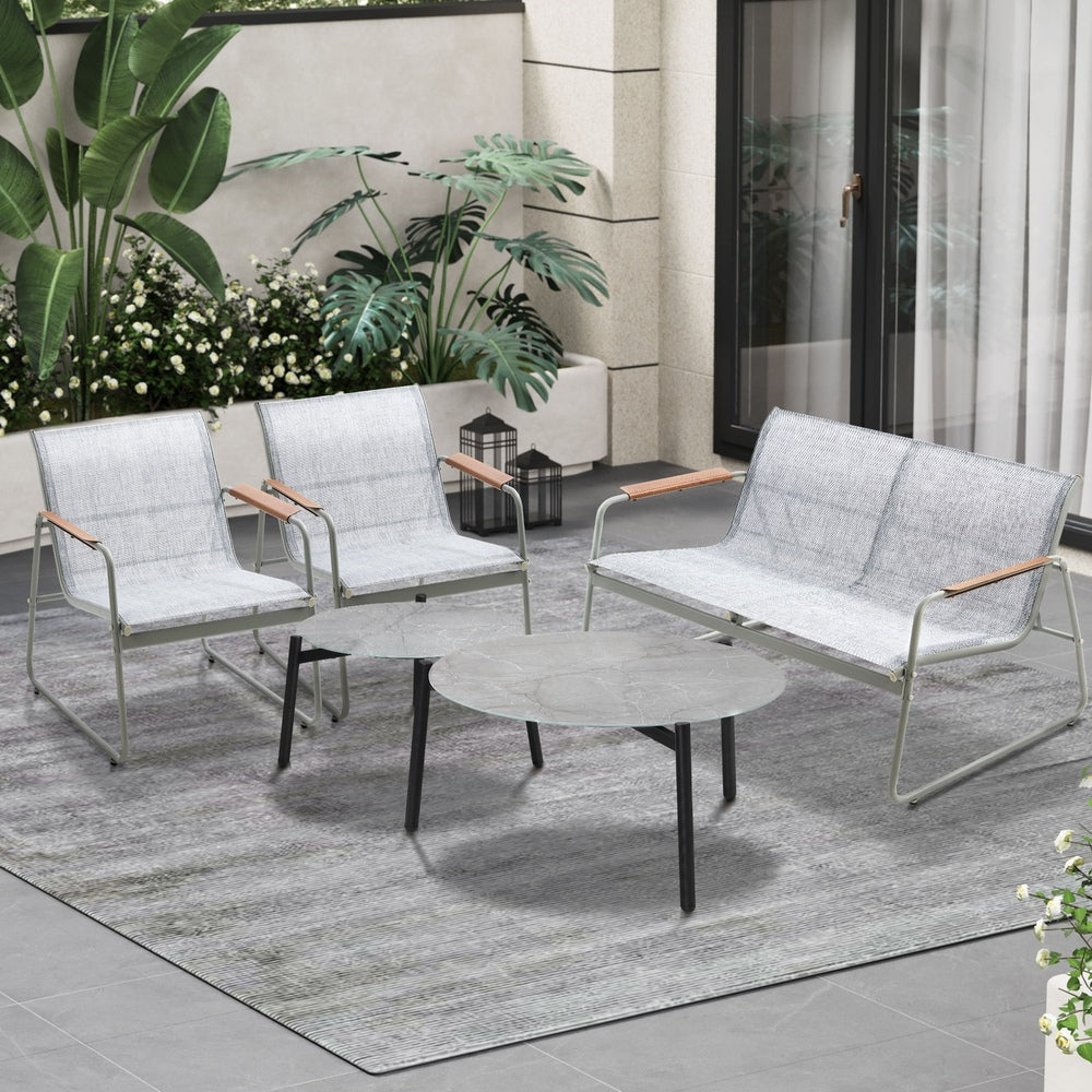 Livsip 4 Seater Outdoor Lounge Set Patio Set Grey Table