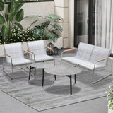 Livsip 4 Seater Outdoor Lounge Set Patio Set Grey Table - Front View