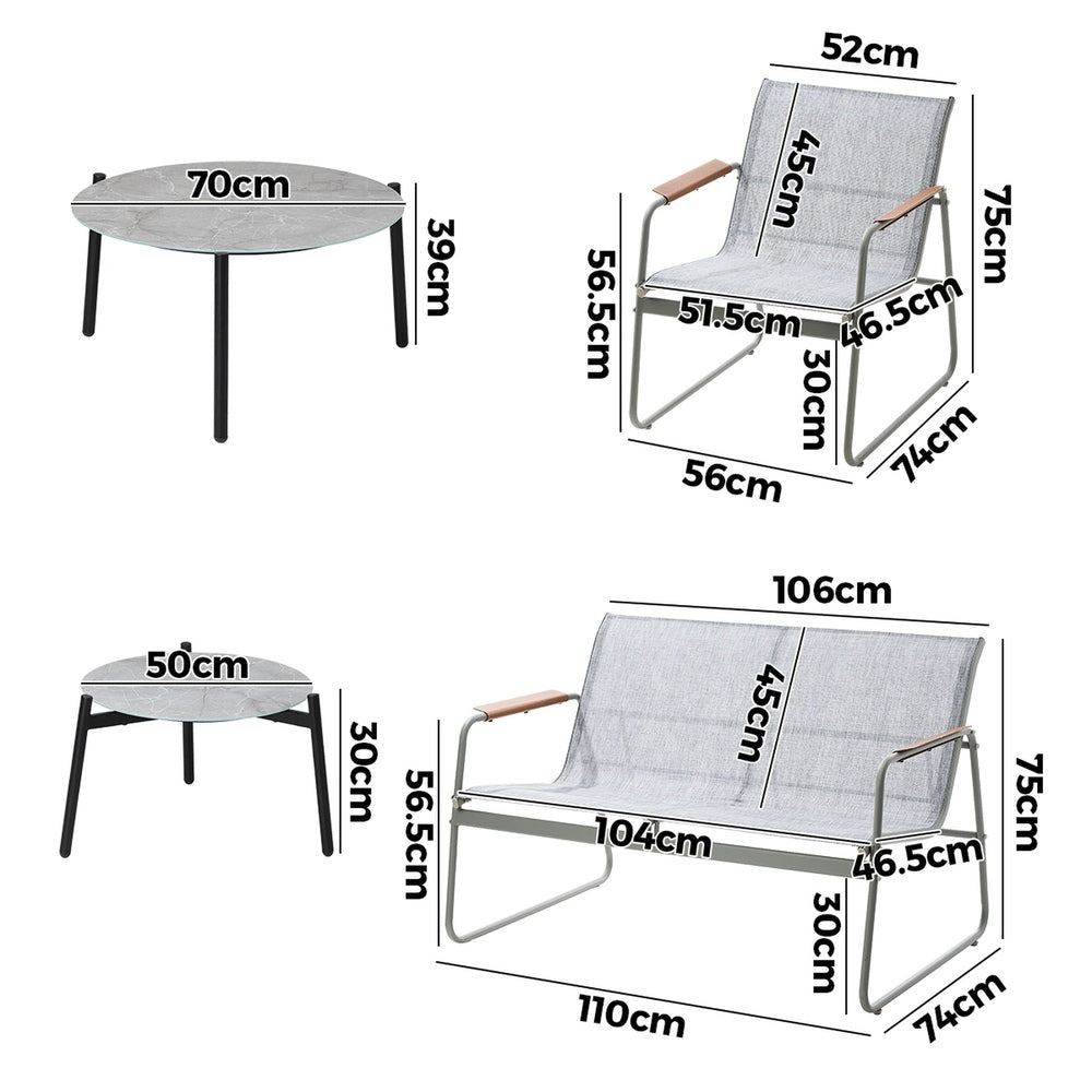 Livsip 4 Seater Outdoor Lounge Set Patio Set Grey Table