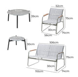 Livsip 4 Seater Outdoor Lounge Set Patio Set Grey Table