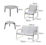 Livsip 4 Seater Outdoor Lounge Set Patio Set Grey Table - Rear View