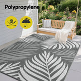 Gardeon Outdoor Rugs 152x244cm Large Carpet Reversible Area Mat PP Dual-Sided Patio Rug Leaf - 45-Degree Angle