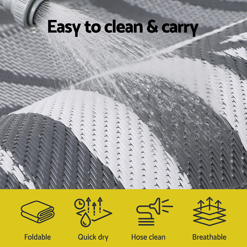 Gardeon Outdoor Rugs 152x244cm Large Carpet Reversible Area Mat PP Dual-Sided Patio Rug Leaf