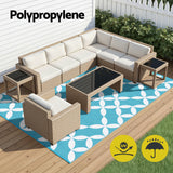 Gardeon Outdoor Rugs 274x366cm Large Carpet Reversible Area Mat PP Dual-Sided Patio Rug Light Blue - Top-Down View