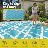 Gardeon Outdoor Rugs 274x366cm Large Carpet Reversible Area Mat PP Dual-Sided Patio Rug Light Blue - 45-Degree Angle