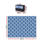 Gardeon Outdoor Rugs 274x366cm Large Carpet Reversible Area Mat PP Dual-Sided Patio Rug Blue - Front View