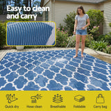 Gardeon Outdoor Rugs 274x366cm Large Carpet Reversible Area Mat PP Dual-Sided Patio Rug Blue - 45-Degree Angle
