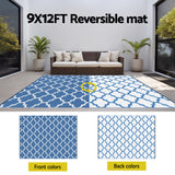Gardeon Outdoor Rugs 274x366cm Large Carpet Reversible Area Mat PP Dual-Sided Patio Rug Blue - Rear View
