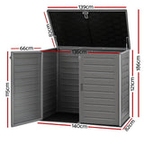 Gardeon Outdoor Storage Box 1170L Container Lockable Cabinet Tool Organizer Shed Grey - Side View
