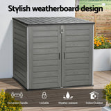 Gardeon Outdoor Storage Box 1170L Container Lockable Cabinet Tool Organizer Shed Grey - 45-Degree Angle