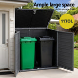 Gardeon Outdoor Storage Box 1170L Container Lockable Cabinet Tool Organizer Shed Grey - Close-Up Angle