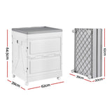 Gardeon 159L Outdoor Storage Box Stackable Cupboard Camping Organizer Wheels - Side View