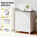 Gardeon 159L Outdoor Storage Box Stackable Cupboard Camping Organizer Wheels - Rear View